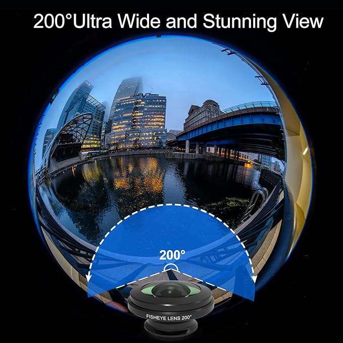 200° Fisheye Lens with 17mm Thread Universal Phone Lens Clip - Image 3