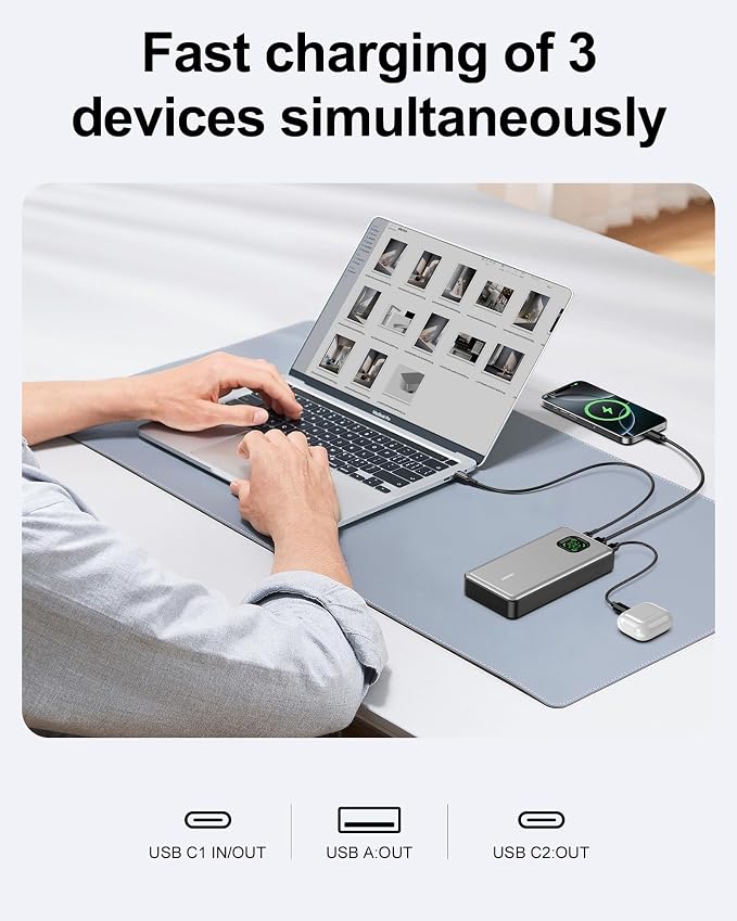65W Power Bank, 25000mAh Laptop Portable Charger, 100W Total Fast Charging - Image 3