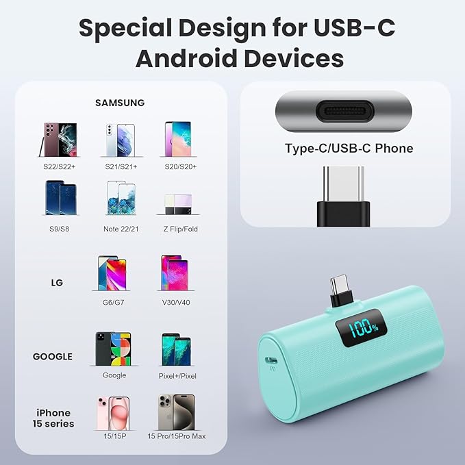 Portable Charger for iPhone 16/15 Series, 5200mAh PD USB C Power Bank Built-in - Image 5