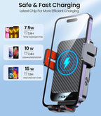 Wireless Car Charger, MOKPR 15W Fast Charging Auto-Clamping Car Mount - Image 5
