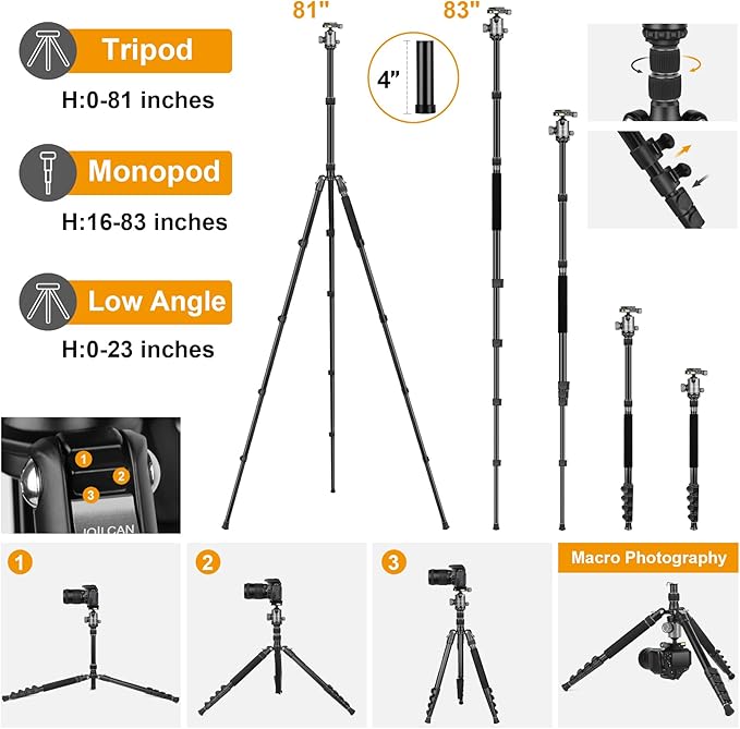 JOILCAN Tripod for Camera, Heavy Duty Travel Tripods for Spotting Scope - Image 6