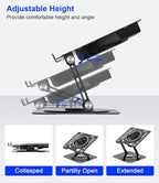 Laptop Stand, with 360°Rotating Base, External Cooling Fan, Adjustable RGB - Image 5