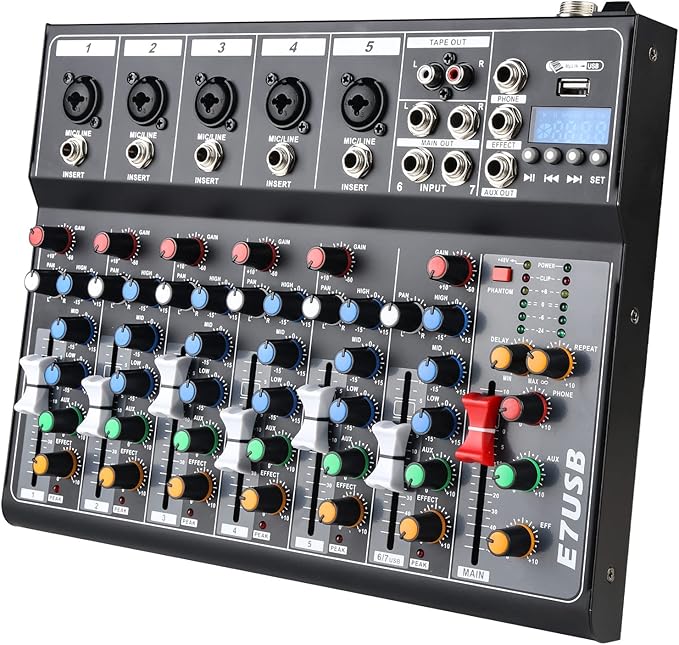 Dj Mixers 7 Channel Audio Mixer Sound Board by jindaaudio