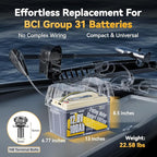 Power Queen 12V 100Ah Group 31 LiFePO4 Battery Bluetooth 5.0, Deep Cycle - Image 3