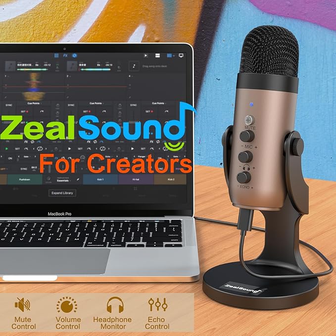 ZealSound Podcast Microphone for PC, Noise Cancellation USB Mic - Image 5