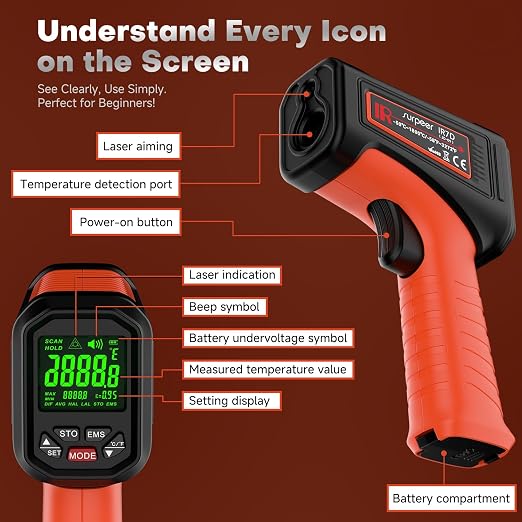 -58℉~3272℉ Infrared Thermometer IR Gun, High-Temp Digital Temperature Gun - Image 3