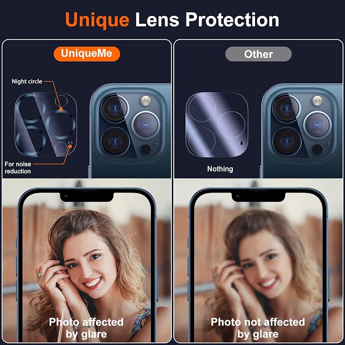 UniqueMe Compatible with iPhone 12 Pro Max 6.7" Camera Lens Protector Tempered - Image 5