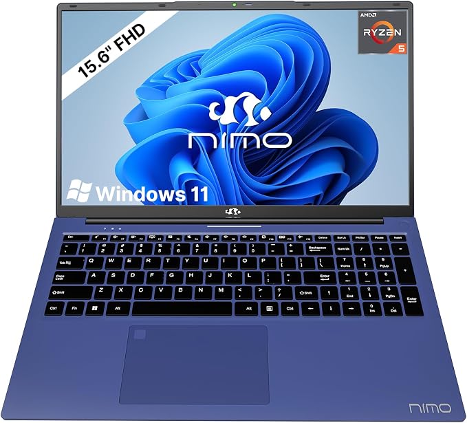 NIMO 15.6 inch Laptop FHD, AMD Ryzen 5 3500U, 8 GB RAM, 256 GB SSD, Windows 11 by Nimo