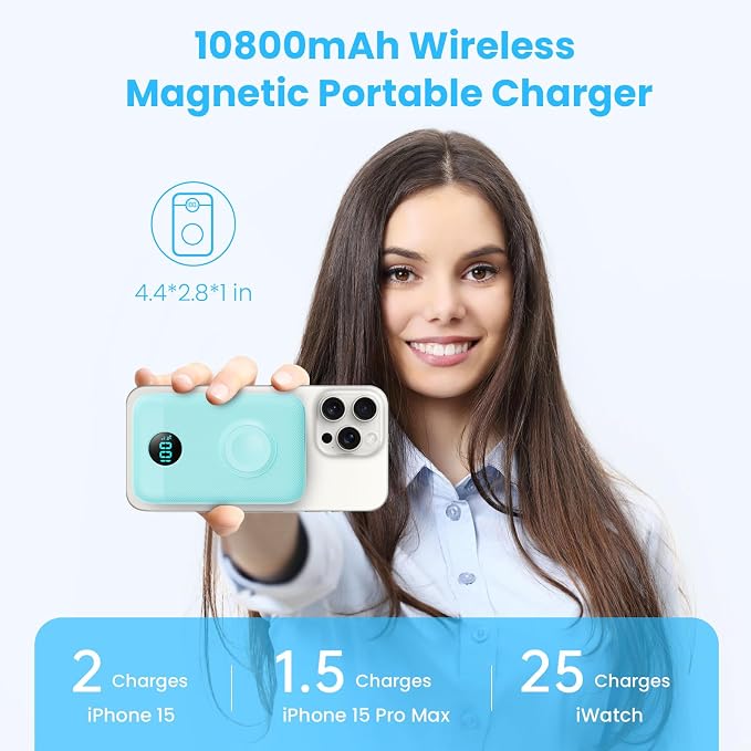 Magnetic Portable Charger 10800mAh, 4-in-1 Wireless Power Bank - Image 2
