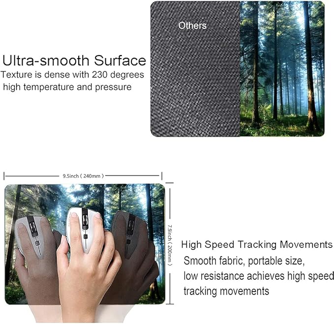 Forest Mouse Pad, Natural Scenery Mouse Pad Custom Design, Square Waterproof - Image 3
