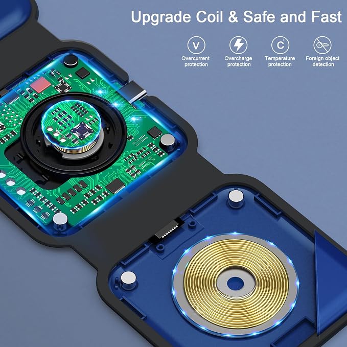 Wireless Charger 3 in 1, RTOPS Magnetic Travel Wireless Charging Station - Image 5
