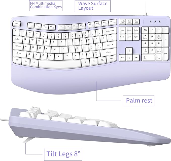 RECCAZR Ergonomic Keyboard Wired - Image 7