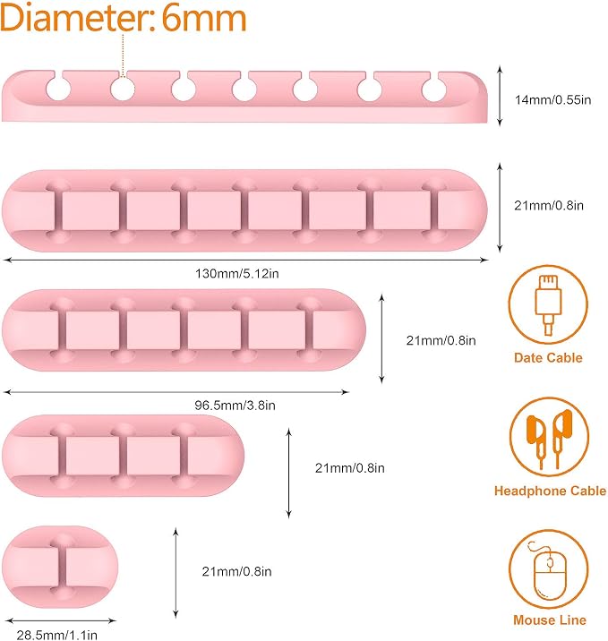 Pink Desk Cable Organizer - Image 3