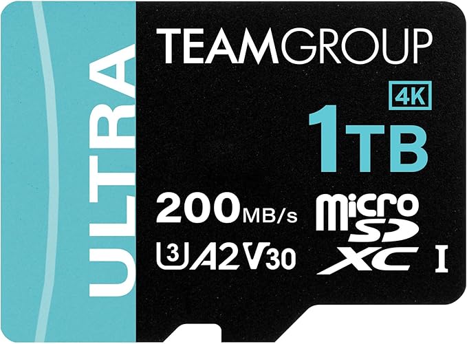 TEAMGROUP A2 Ultra Card 1TB Micro SDXC UHS-I U3 A2 V30, R/W up to 200/170 MB/s by TEAMGROUP