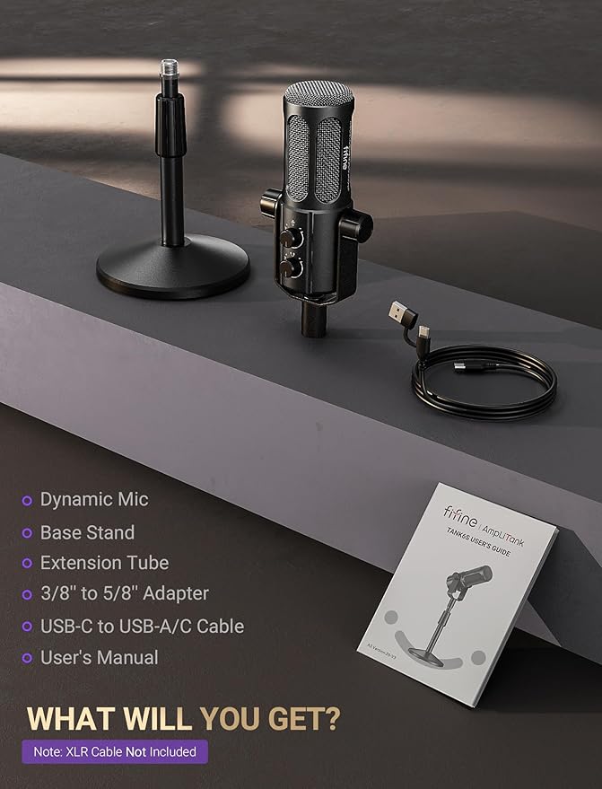 FIFINE AmpliTank TANK6S Vocal-Dynamic-Microphone, XLR-USB-Podcast-Microphone - Image 9