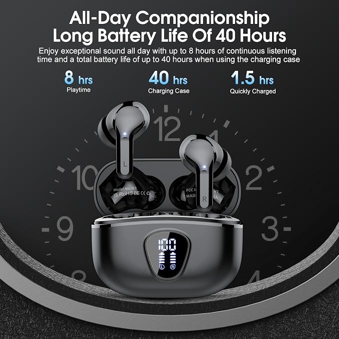 Wireless Earbuds, IP7 Waterproof in Ear Earphones, LED Display Ear Buds - Image 5