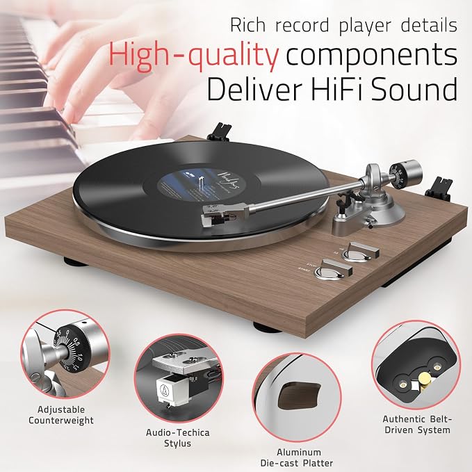 Turntables Record Player with Wireless Output Connectivity Vinyl Player - Image 4