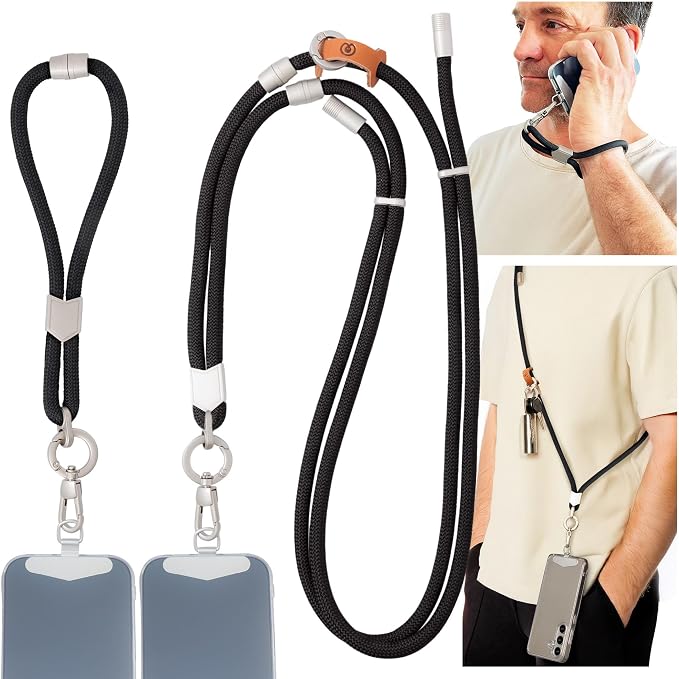 Pulpo 2-in-1 Cell Phone Wrist Strap and Lanyard Black by Pulpo