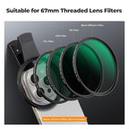K&F Concept 67mm Thread Clip for Smart Phone, Large Caliber Phone Filter Adapter - Image 4