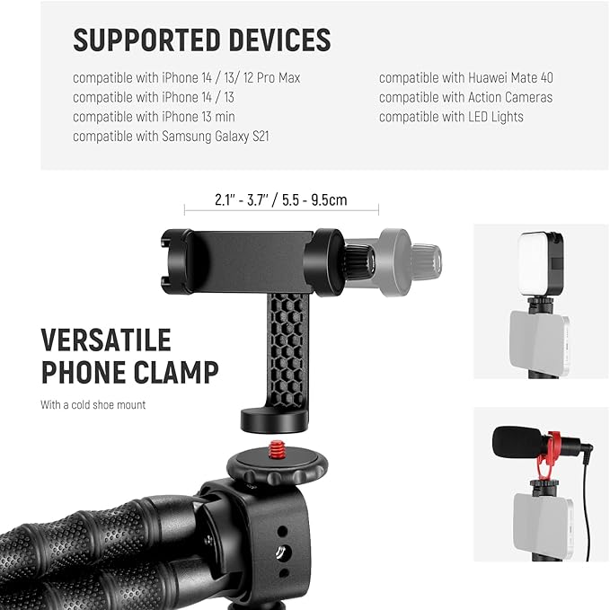 NEEWER T91 Flexible Tripod for iPhone Mini Cellphone Tripod Stand for Vlog - Image 4