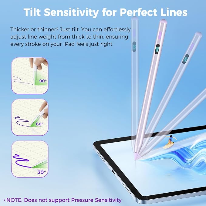 iPad Pencil with Magnetic&5 Extra Tips, USB-C Faster Charge, Stylus Pen - Image 5