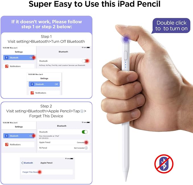 Stylus Pen for iPad 2018-2025, 15Mins Fast Charge for Apple Pencil, Palm - Image 6