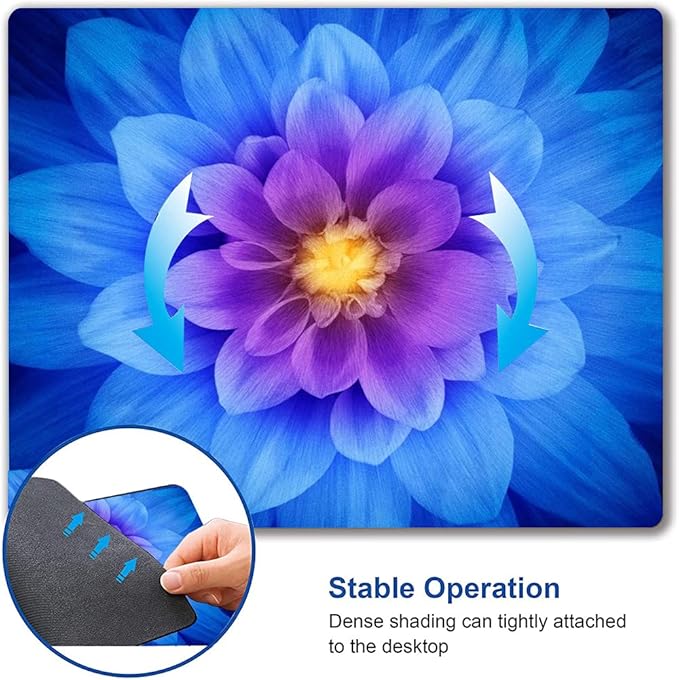 Blue Watercolor Lotus Flower Mouse Pad, Custom Design, 9.5x7.9 Inch, Non-Slip - Image 6