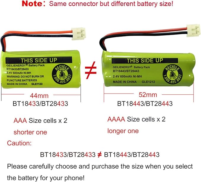 BT18433/BT28433 2.4V 550mAh Ni-Mh BT184342/BT284342 Cordless Phone Battery - Image 5