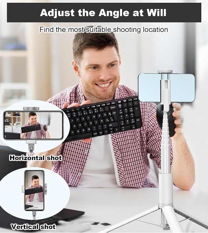 TONEOF 67" Travel Tripod, Selfie Stick, All-in-1 Phone Stand - Image 7