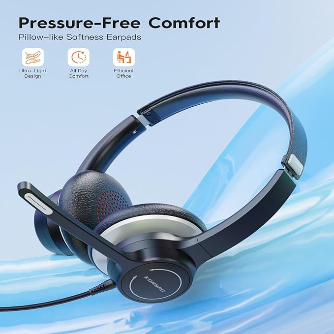 USB Headset with Microphone, 3.5mm Wired Computer Headsets with Noise - Image 3