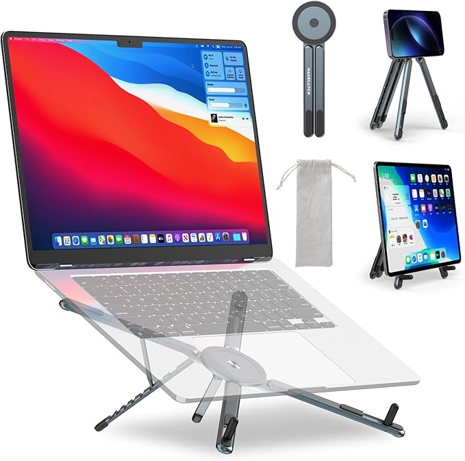 Adjustable Laptop Stand for Desk, Magnetic Phone Holder by Unknown