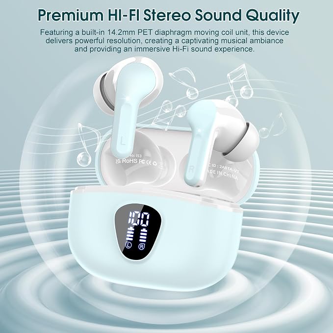 Wireless Earbuds, IP7 Waterproof in Ear Earphones, LED Display Ear buds - Image 5