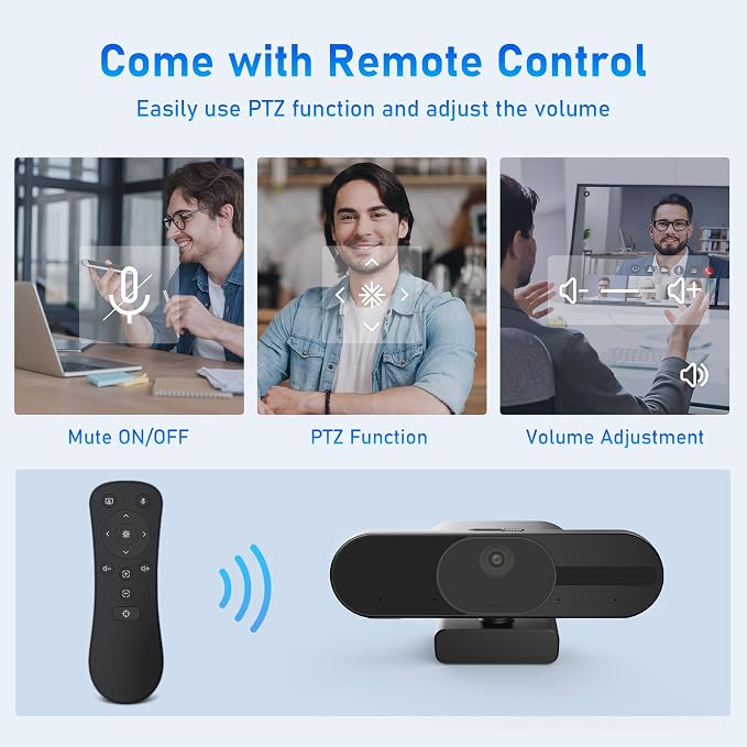 4K Webcam with Speaker and 4 AI Noise-Cancelling Mics, Wide Angle PC Cameras - Image 7