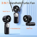 3-in-1 Portable Handheld Turbo Fan-100 Speeds, 15000 RPM, 10Hrs Cooling - Image 4