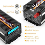 3000W Power Inverter 12V DC to AC 110V/120V 6000W Converter 3 sockets car - Image 7