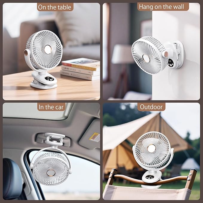 iNeibo 10000mAh Portable Clip on Fan, 90° Oscillating Fan, 8 Inch Rechargeable - Image 8