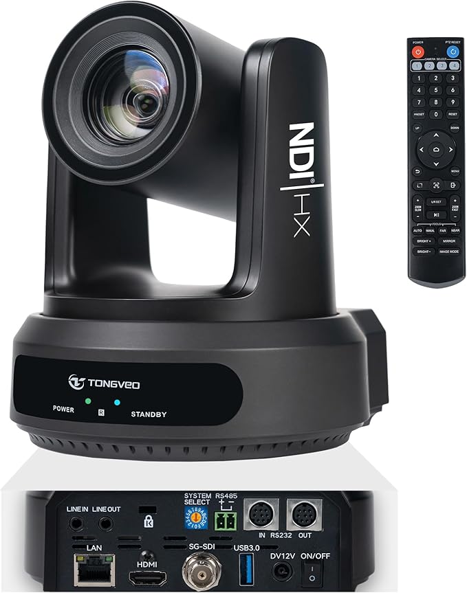 NDI AI Auto-Tracking IP PTZ Camera SDI/HDMI/USB3.0/LAN PoE 30X Optical + 16X by TONGVEO