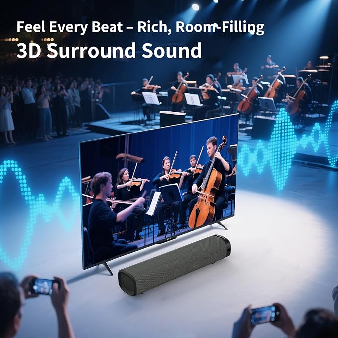 Sound Bar for Smart TV, Surround Sound System for TV – 50W Bluetooth Soundbar - Image 3