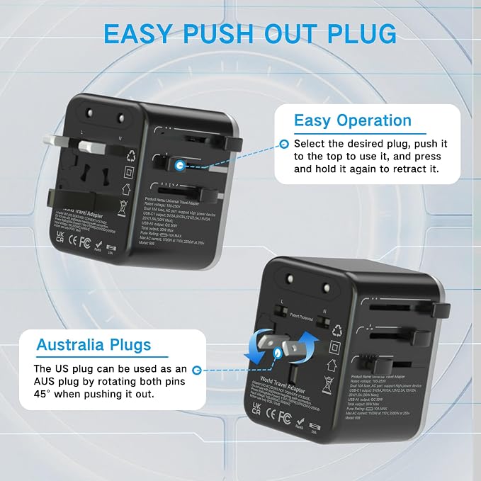 Universal Travel Adapter, adaptador de enchufe de pared internacional de CA de - Image 6
