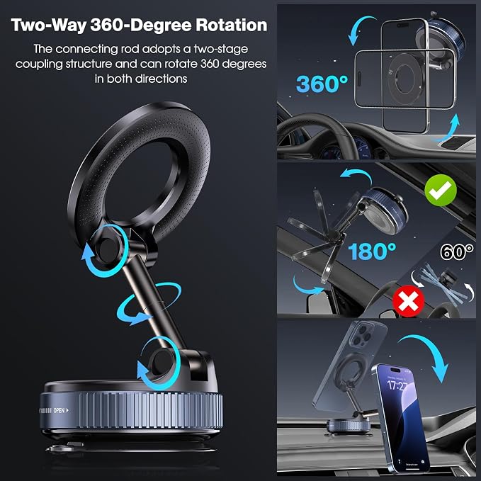 Vacuum Magnetic Suction Phone Holder, Foldable and Retractable Hands-Free - Image 6