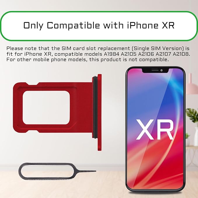 for iPhone XR Red SIM Card Slot Replacement Single SIM Version Card Tray Holder - Image 4