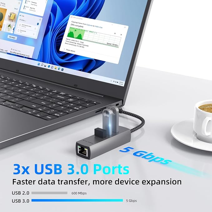 USB-C to Ethernet Adapter, WALNEW USBC to RJ45 LAN Adapter, Gigabit Cat Network - Image 4