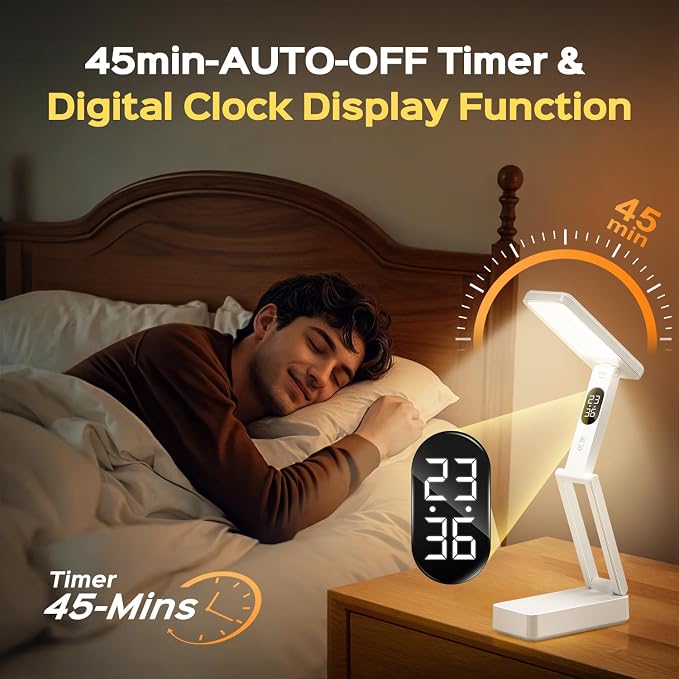 Small Desk Lamp, 10000mAh Battery Operated Lamp, 3 Colors+Dimmable Desk Light - Image 6