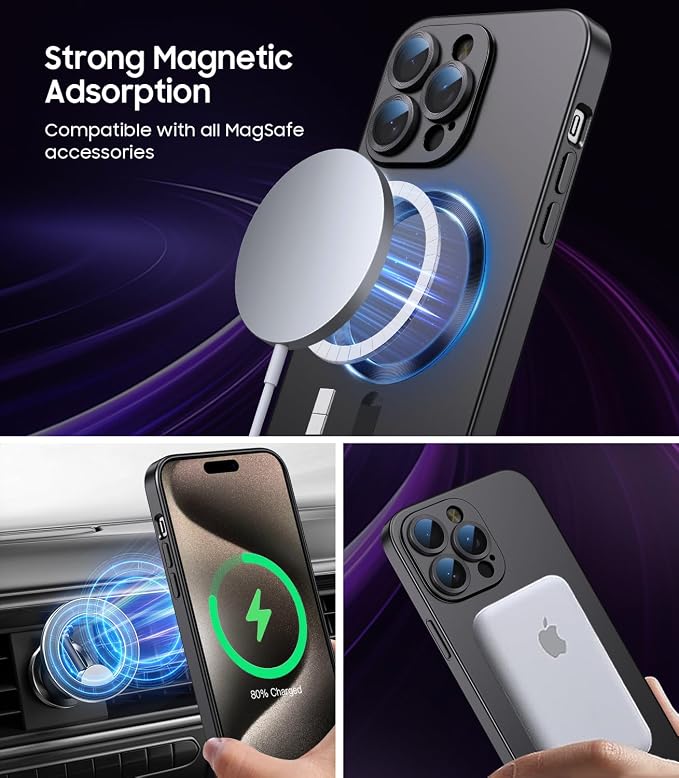 Magnetic for iPhone 15 Pro Case Slim Soft Silicone Bumper Shockproof Metallic - Image 2