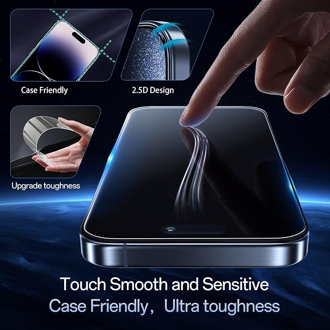Screen Protector for iPhone 14 Pro, HD Clear, 9H Hardness, No Bubbles, Case - Image 7