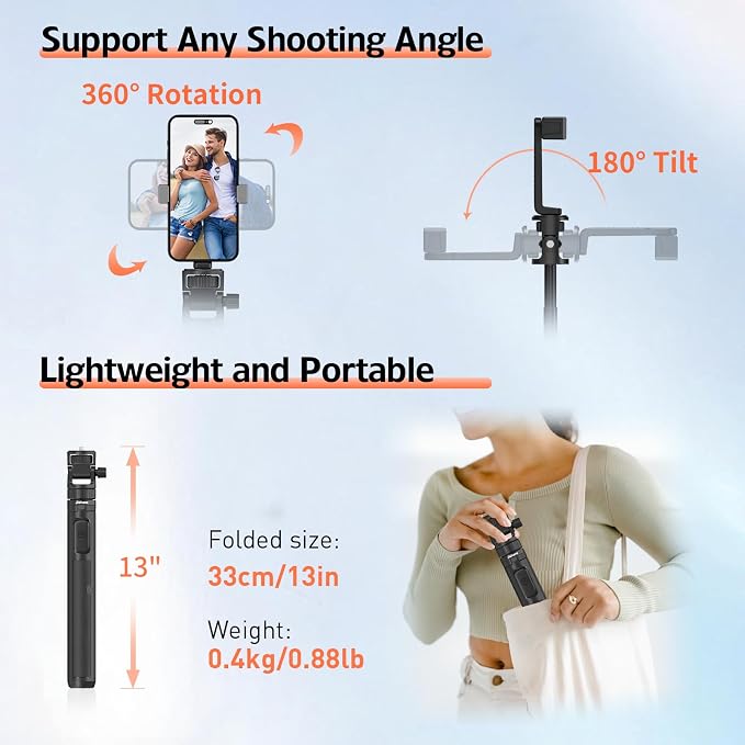 70" Phone Tripod & Selfie Stick, Extendable Tripod - Image 2
