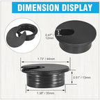 1-3/8" Black Desk Grommet, JTemgle Plastic Cable Hole Cover Computer Table Cord - Image 5