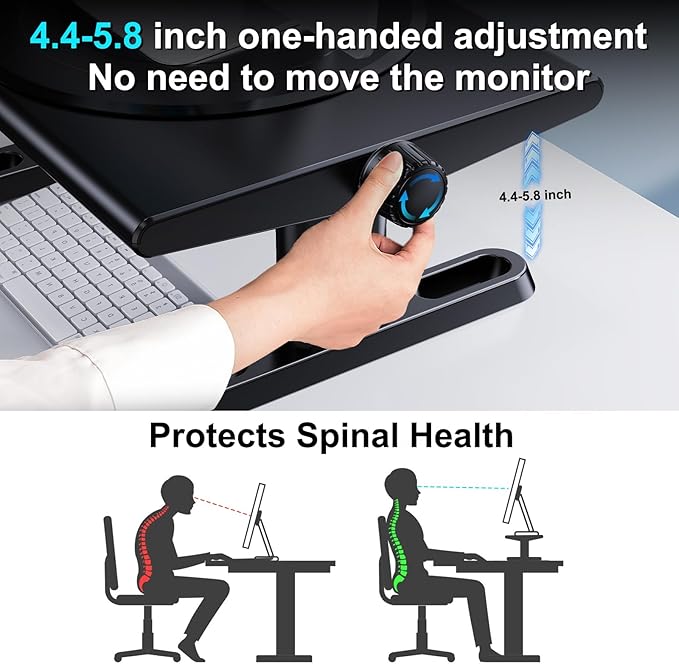 Monitor Stand Riser for Desk, 360°Rotation Freely Height Adjustable by Knob - Image 3