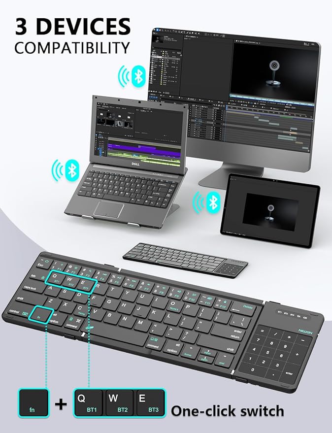 Nillkin Foldable Keyboard with Touchpad, Full Size Keys, Large Trackpad Small - Image 2