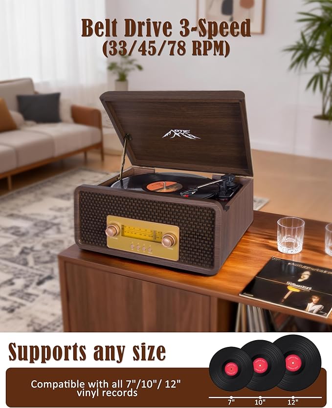 OTIC All-in-One Vinyl Record Player - Image 3